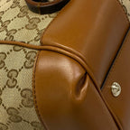 Gucci Tote Bag GG Pattern Beige Dark Brown Leather — view 6