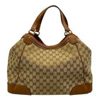 Gucci Tote Bag GG Pattern Beige Dark Brown Leather — view 3