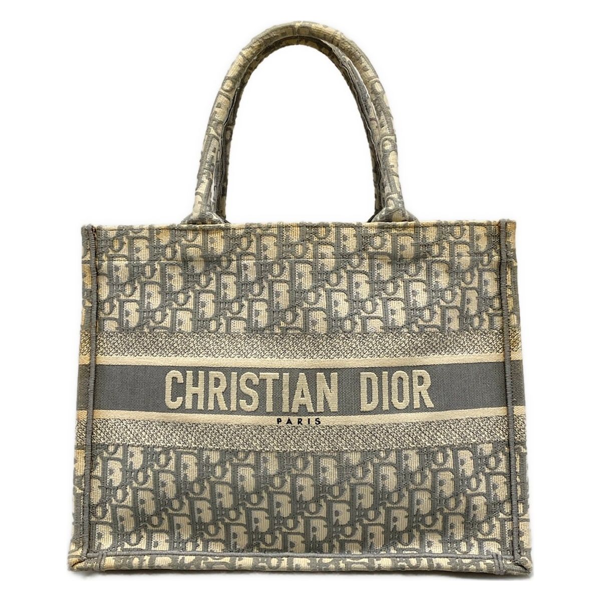 Dior Tote Bag Book Medium Vintage Small Ivory Gray