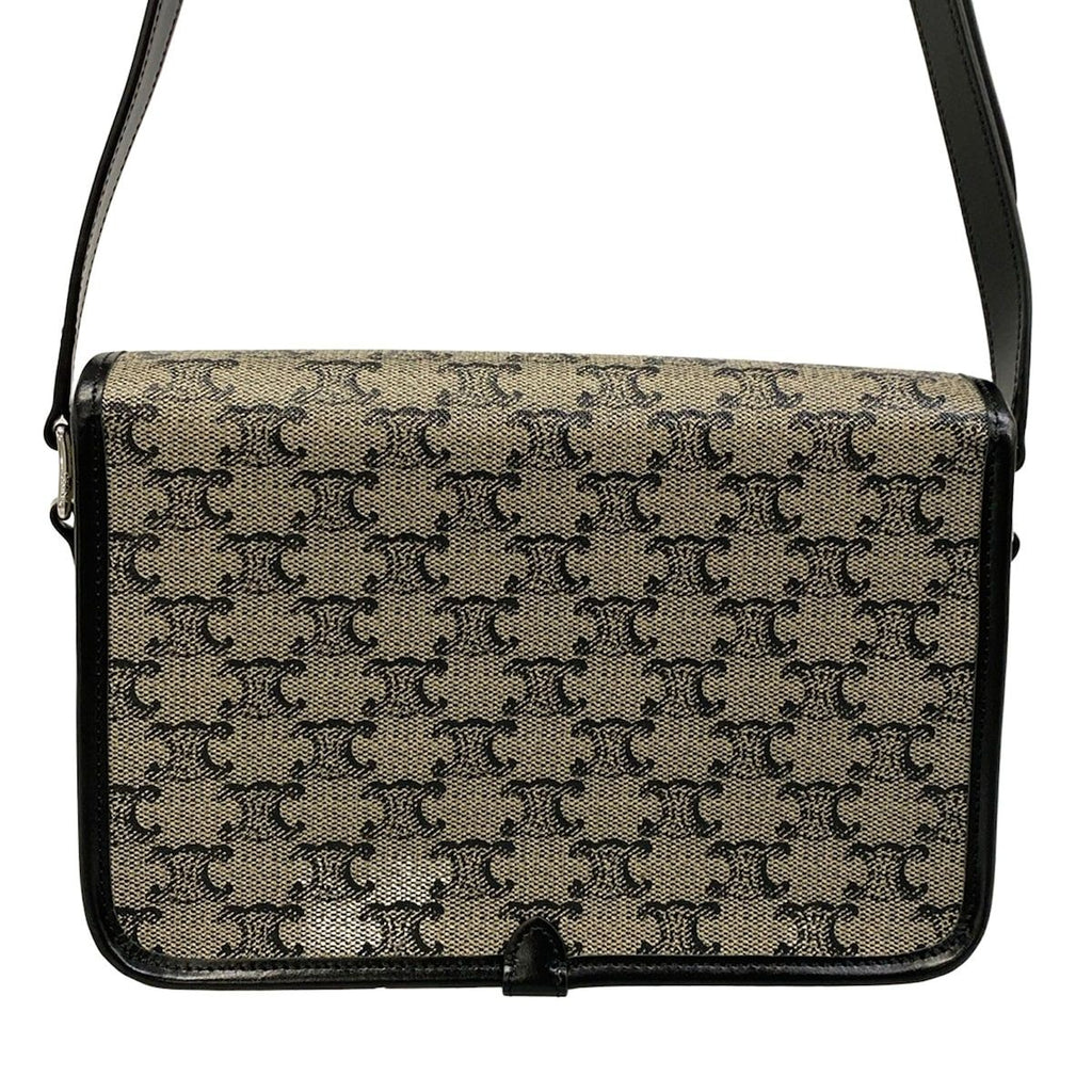 Celine Shoulder Bag Small Folco Messenger Beige Black Crossbody Leather — view 3