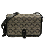 Celine Shoulder Bag Small Folco Messenger Beige Black Crossbody Leather
