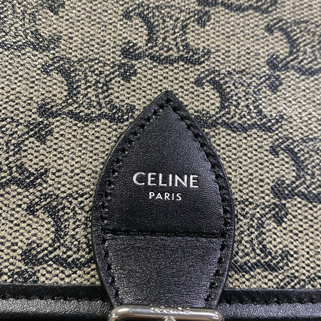 Celine Shoulder Bag Small Folco Messenger Beige Black Crossbody Leather — view 8