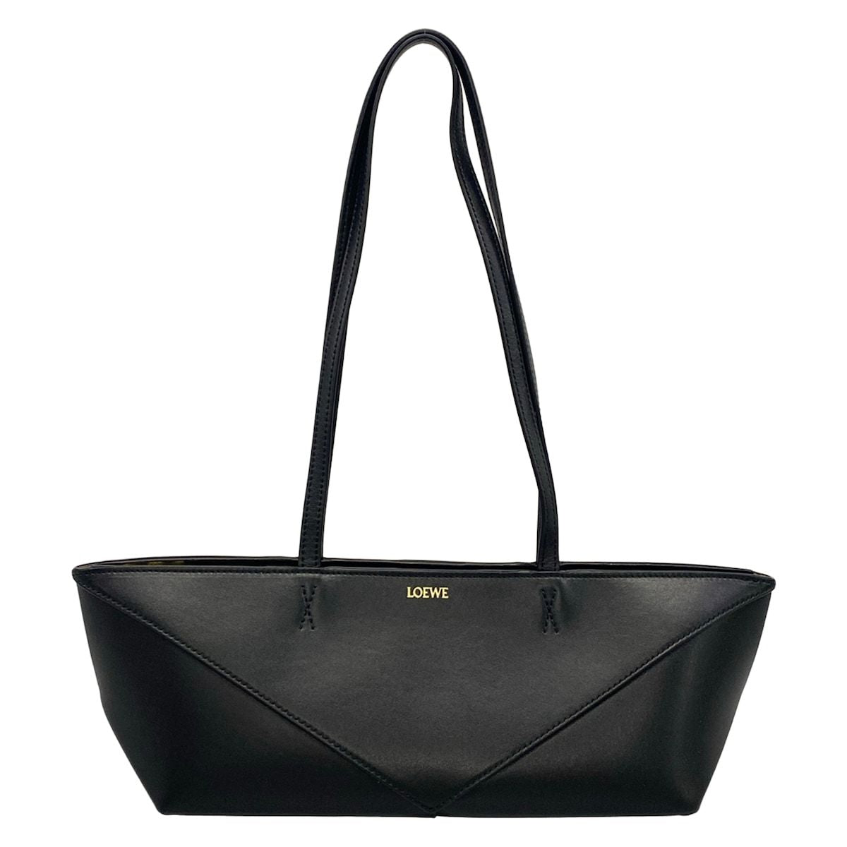 Loewe Shoulder Bag Puzzle Fold Cropped Black Leather