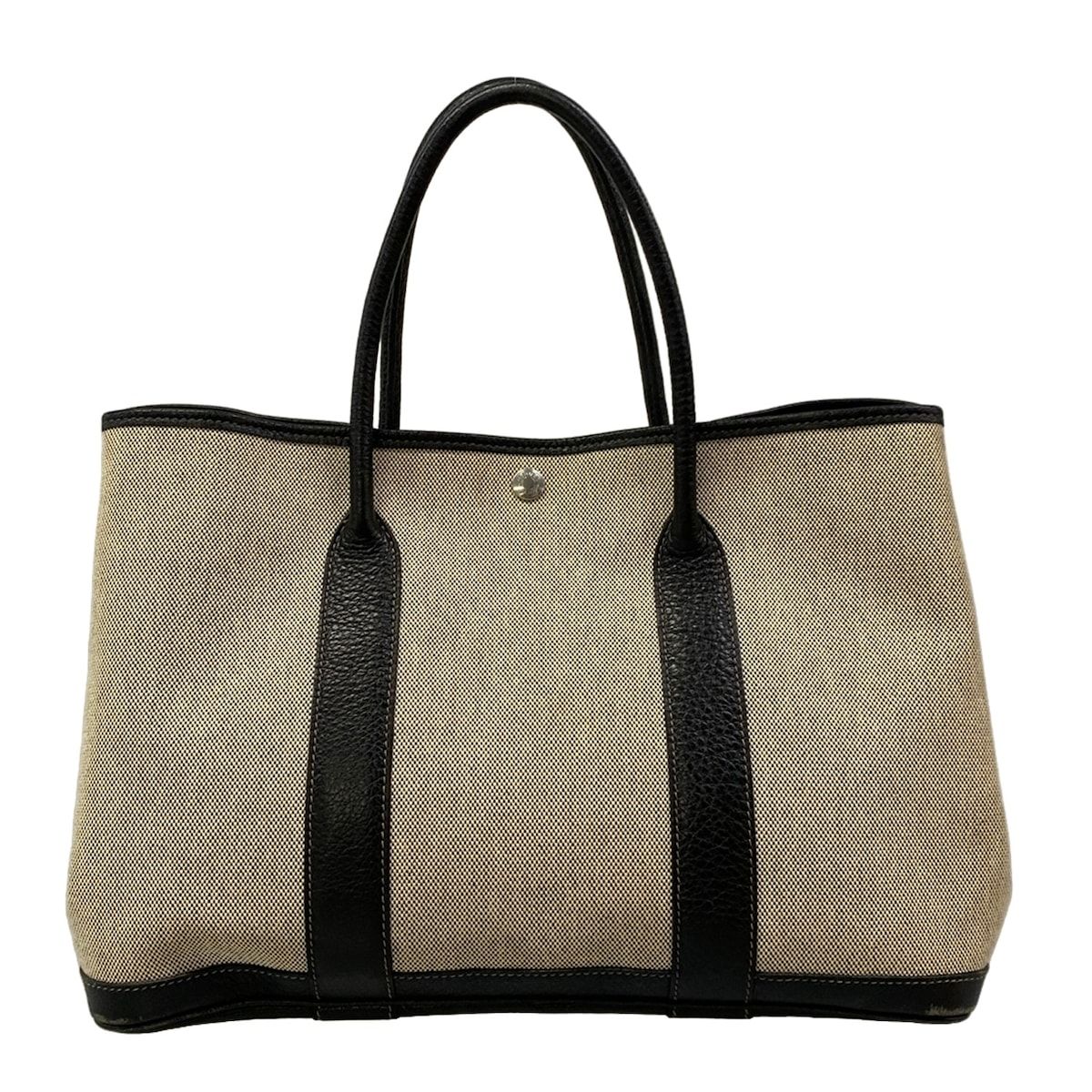 Hermes Tote Bag Garden Party PM Ivory Black Leather