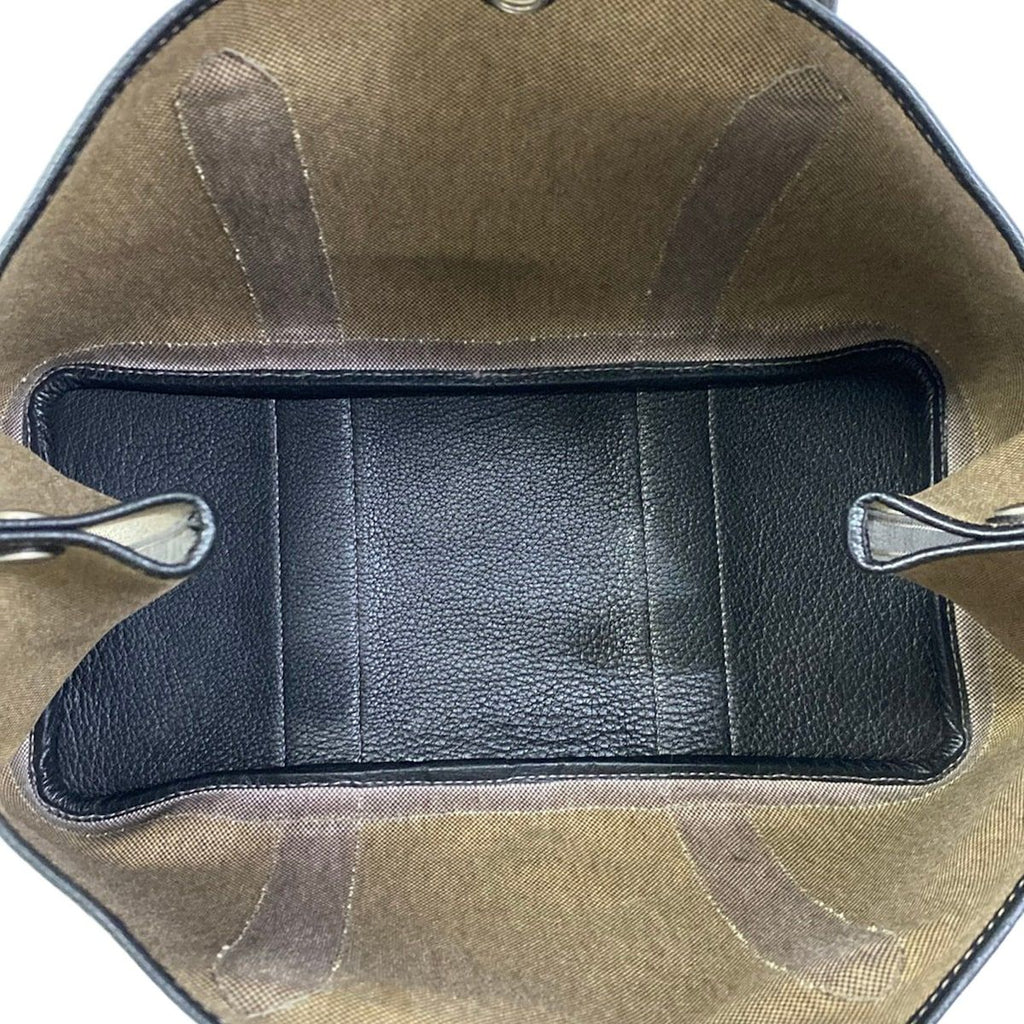 Hermes Tote Bag Garden Party PM Ivory Black Leather — view 7