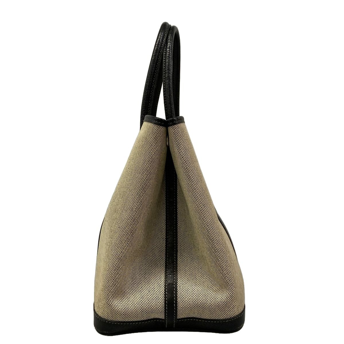 Hermes Tote Bag Garden Party PM Ivory Black Leather — view 2