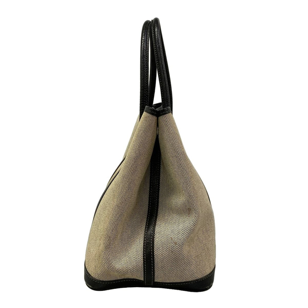 Hermes Tote Bag Garden Party PM Ivory Black Leather — view 4