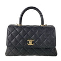 Chanel Handbag Small Top Handle Flap Bag Quilted Coco XS Black