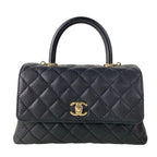 Chanel Handbag Small Top Handle Flap Bag Quilted Coco XS Black