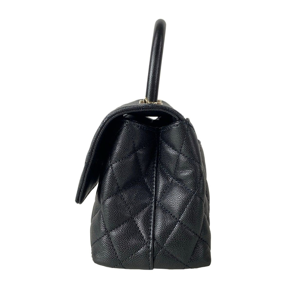 Chanel Handbag Small Top Handle Flap Bag Quilted Coco XS Black — view 4