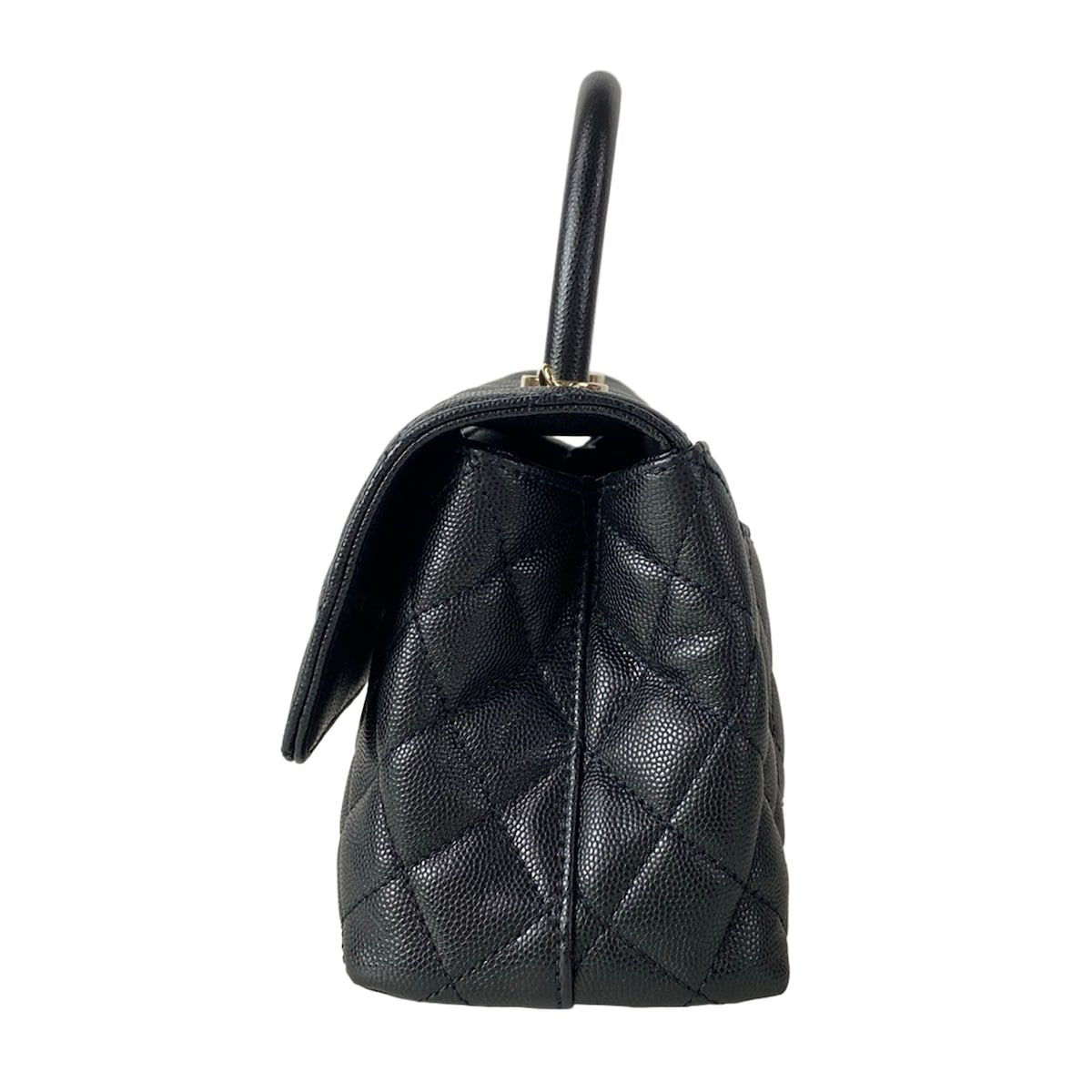 Chanel Handbag Small Top Handle Flap Bag Quilted Coco XS Black — view 4