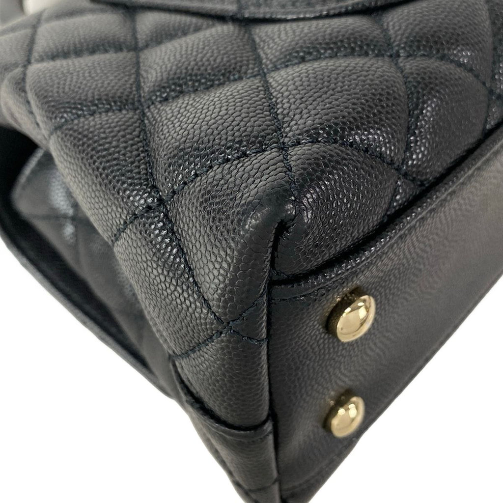 Chanel Handbag Small Top Handle Flap Bag Quilted Coco XS Black — view 8
