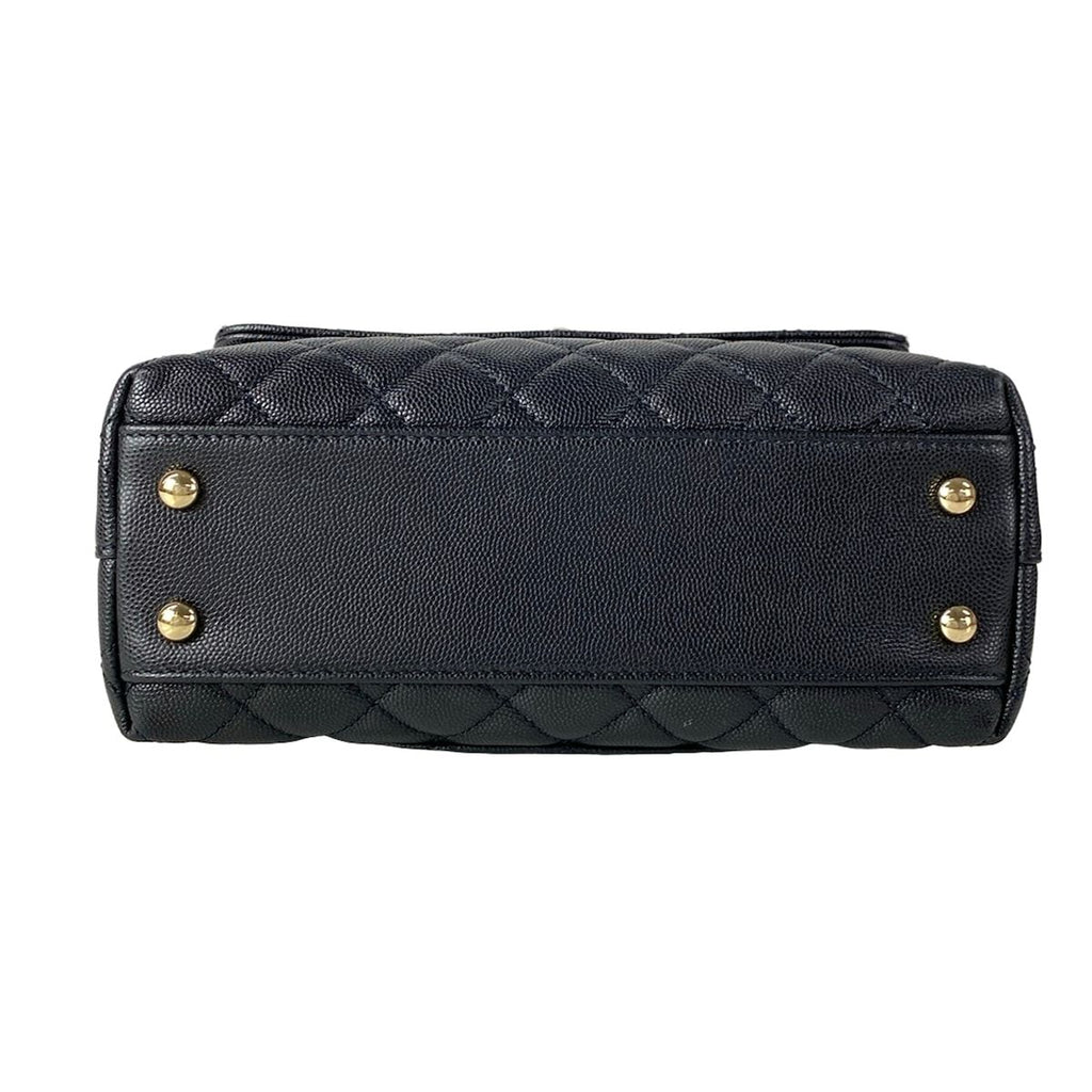 Chanel Handbag Small Top Handle Flap Bag Quilted Coco XS Black — view 5