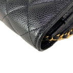 Chanel Wallet Quilted Black Chain Gold Shoulder Bag — view 8