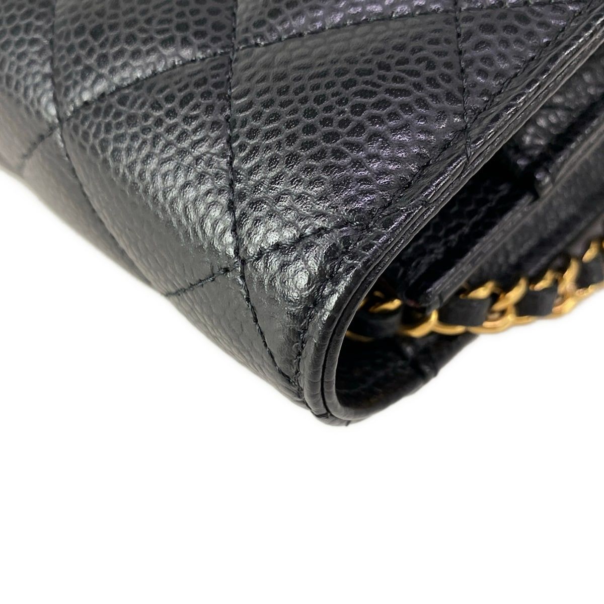 Chanel Wallet Quilted Black Chain Gold Shoulder Bag — view 8