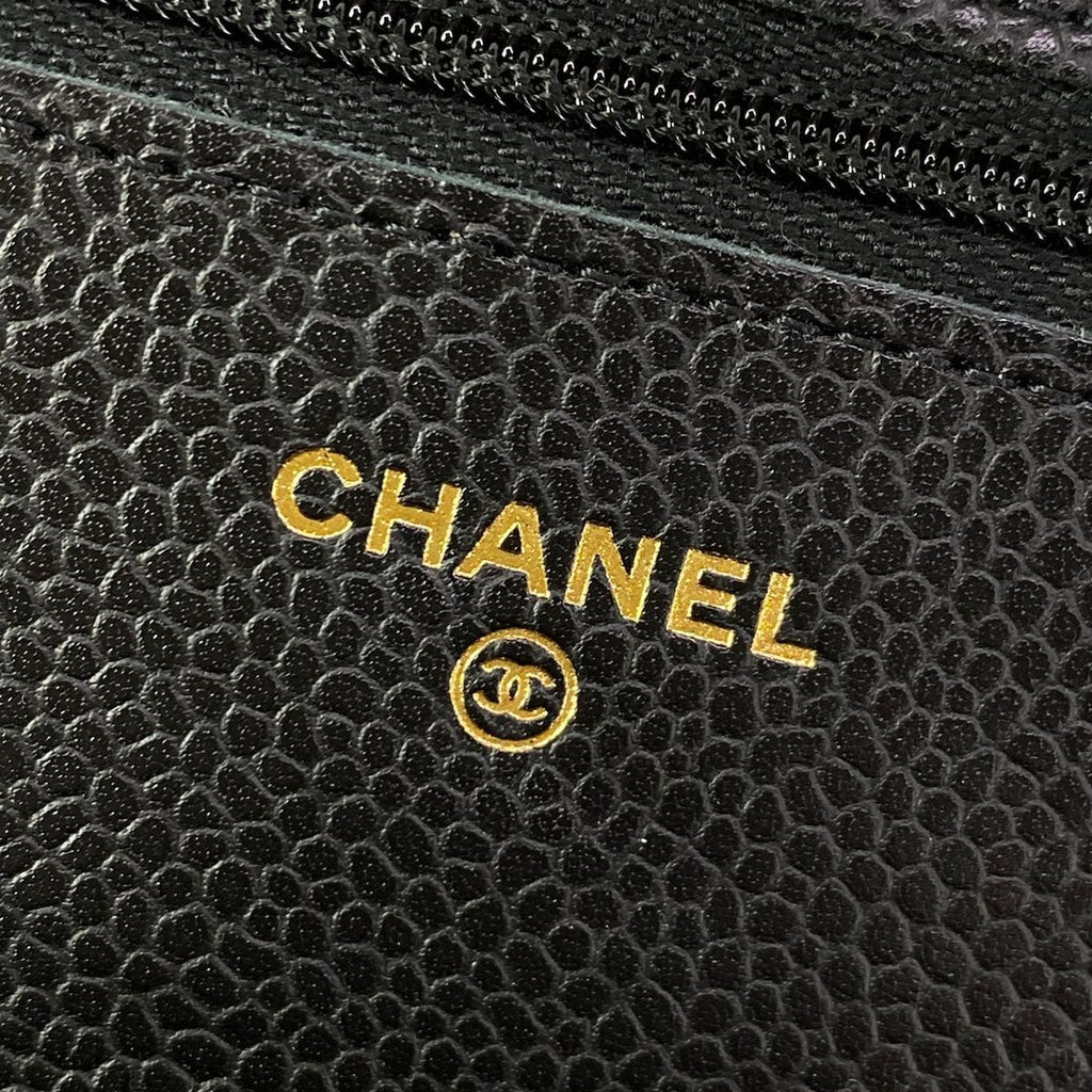 Chanel Wallet Quilted Black Chain Gold Shoulder Bag — view 6