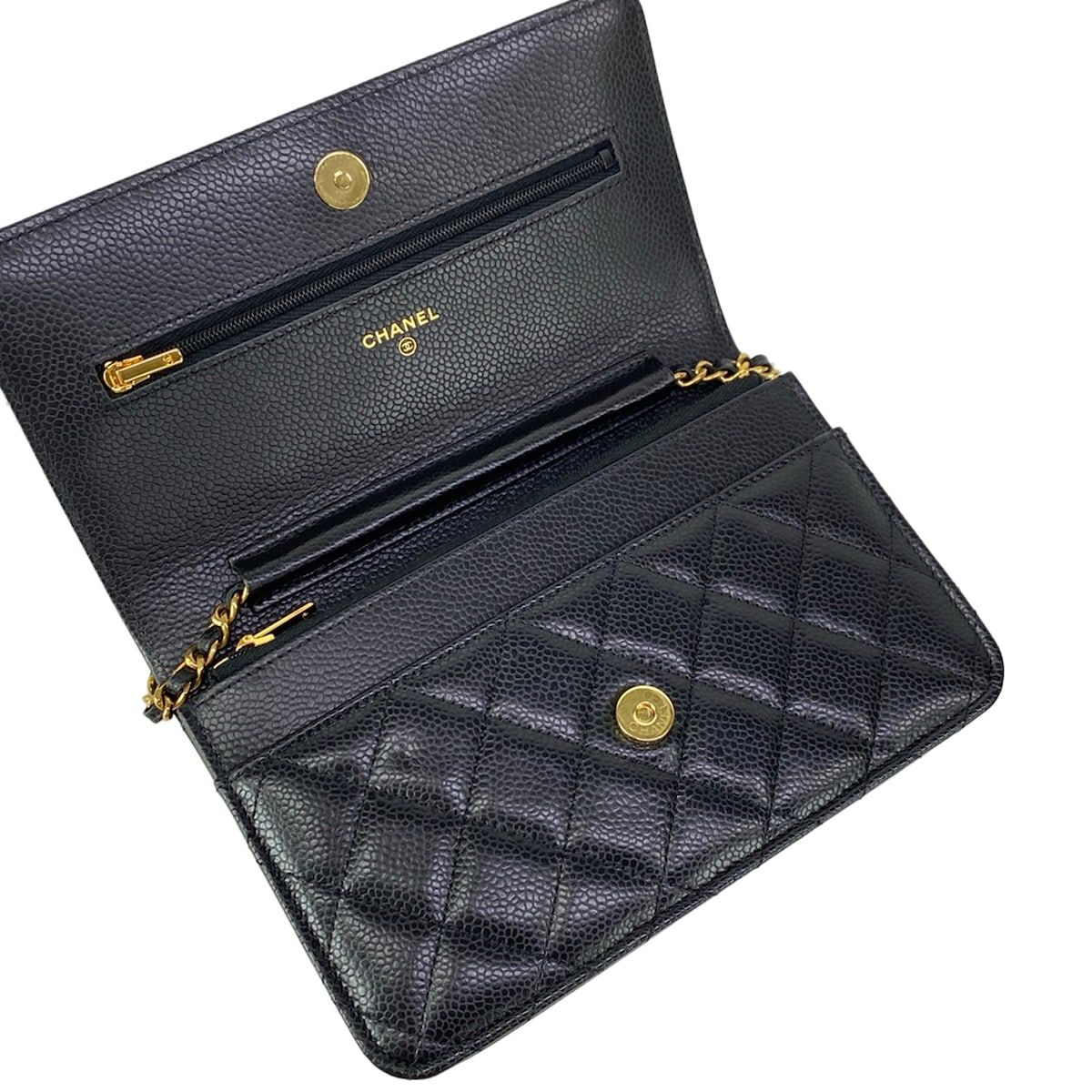 Chanel Wallet Quilted Black Chain Gold Shoulder Bag — view 3