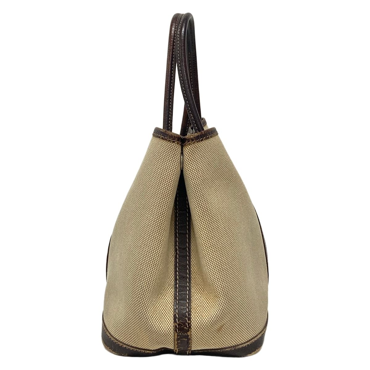 Hermes Tote Bag Garden Party TPM Ivory Dark Brown Silver Leather — view 2