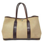 Hermes Tote Bag Garden Party TPM Ivory Dark Brown Silver Leather — view 3