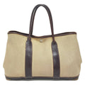 Hermes Tote Bag Garden Party TPM Ivory Dark Brown Silver Leather