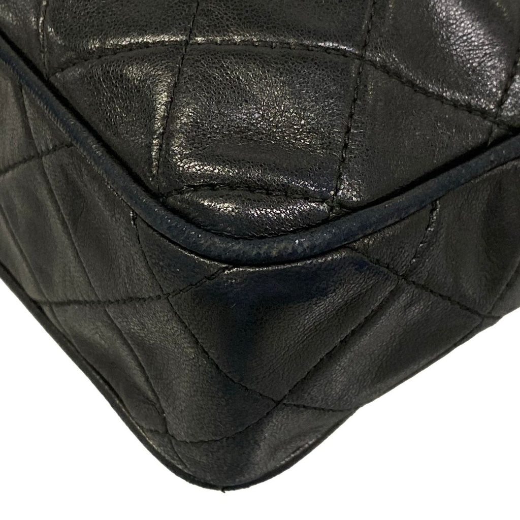 Chanel Shoulder Bag Quilted Black Gold Tassel Chain Lambskin — view 6