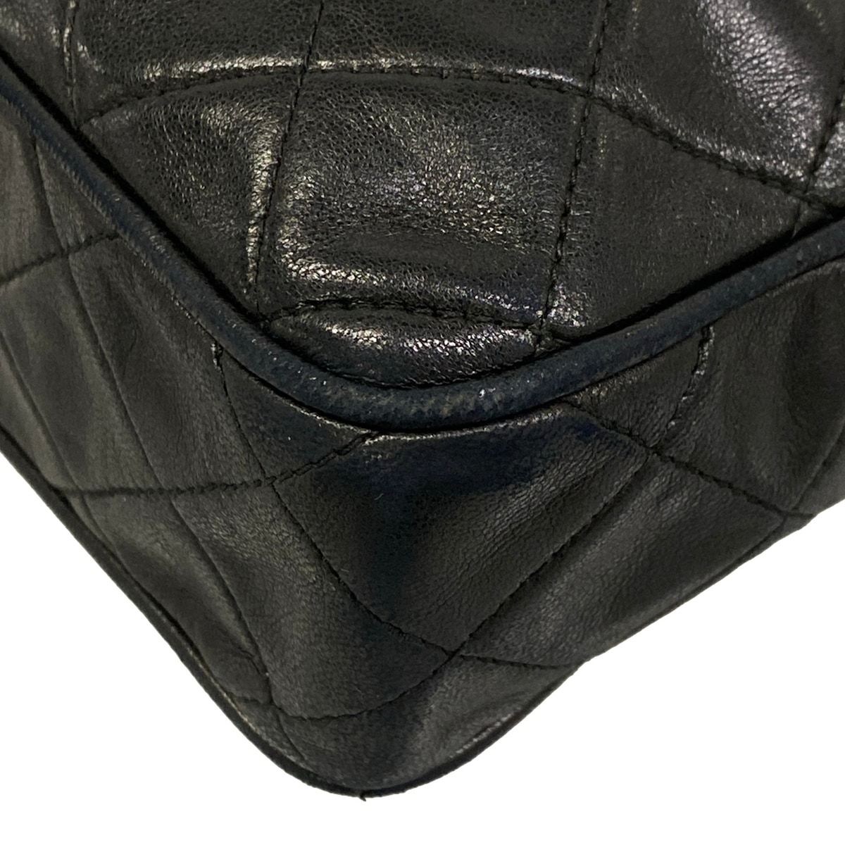 Chanel Shoulder Bag Quilted Black Gold Tassel Chain Lambskin — view 6