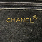 Chanel Shoulder Bag Quilted Black Gold Tassel Chain Lambskin — view 8