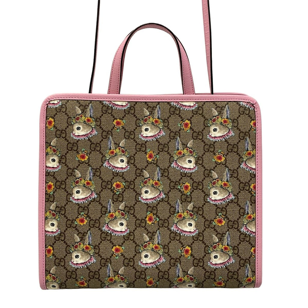 Gucci Tote Bag Yuko Higuchi GG Plus Supreme Beige Dark Brown Multi 2-Way Rabbit — view 3