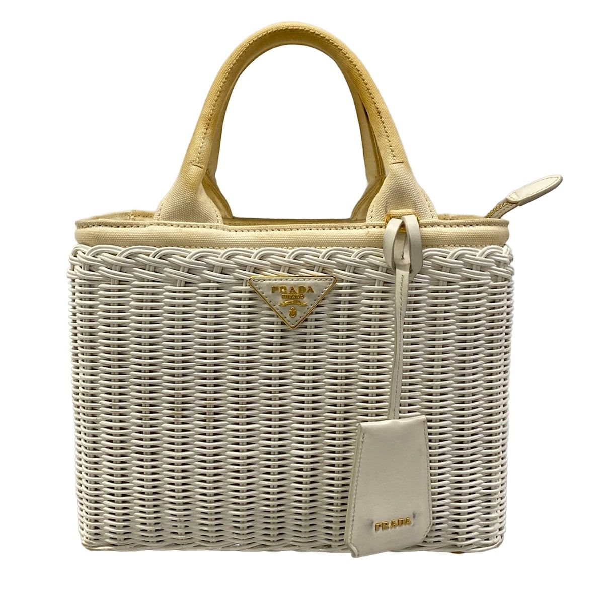 Prada Handbag White Ivory Basket Bag
