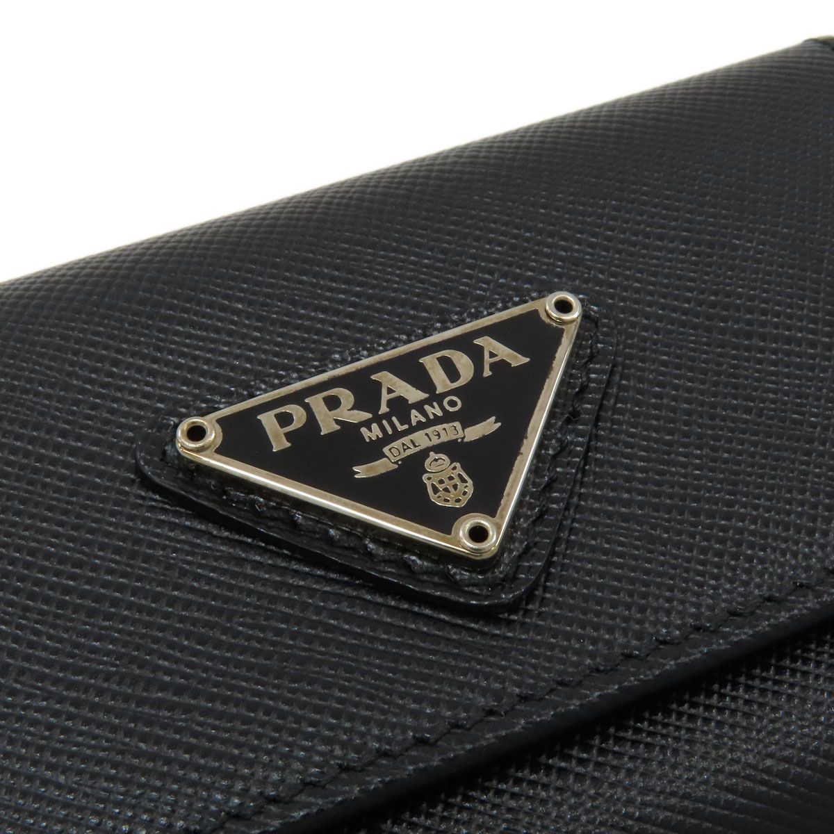 Prada Triangle Logo Key Case Saffiano Key Holder — view 7
