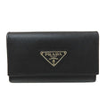 Prada Triangle Logo Key Case Saffiano Key Holder