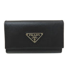 Prada Triangle Logo Key Case Saffiano Key Holder