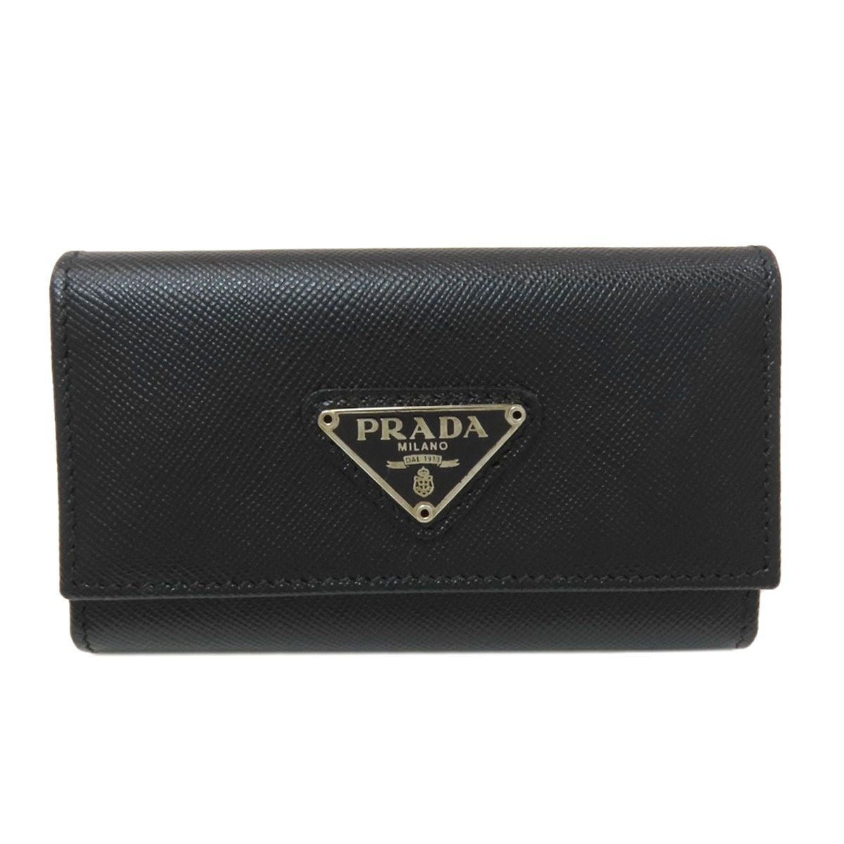 Prada Triangle Logo Key Case Saffiano Key Holder