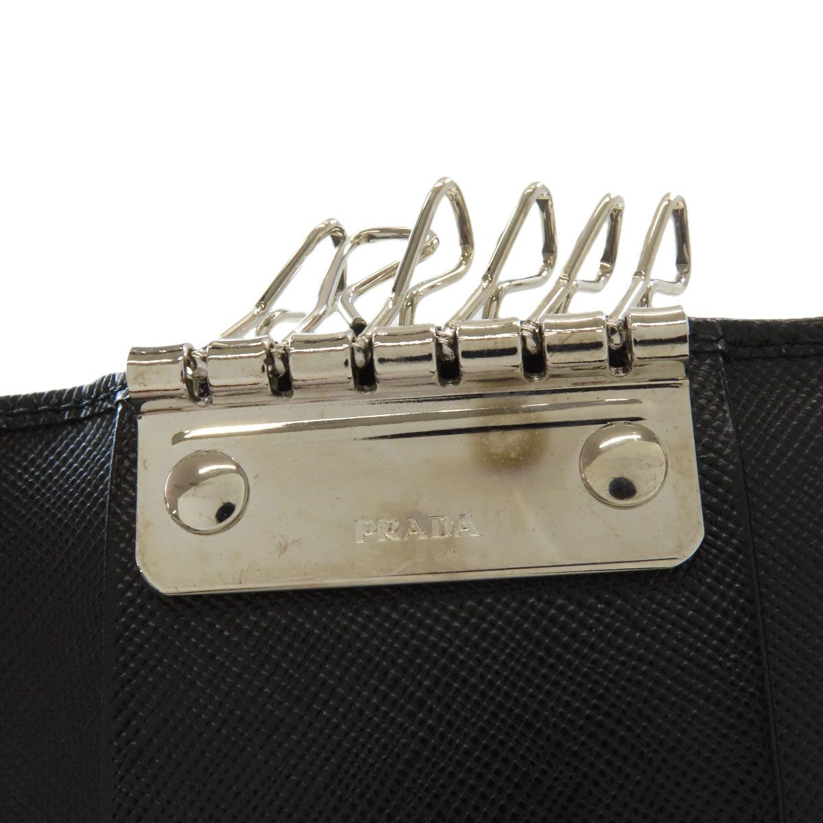 Prada Triangle Logo Key Case Saffiano Key Holder — view 6