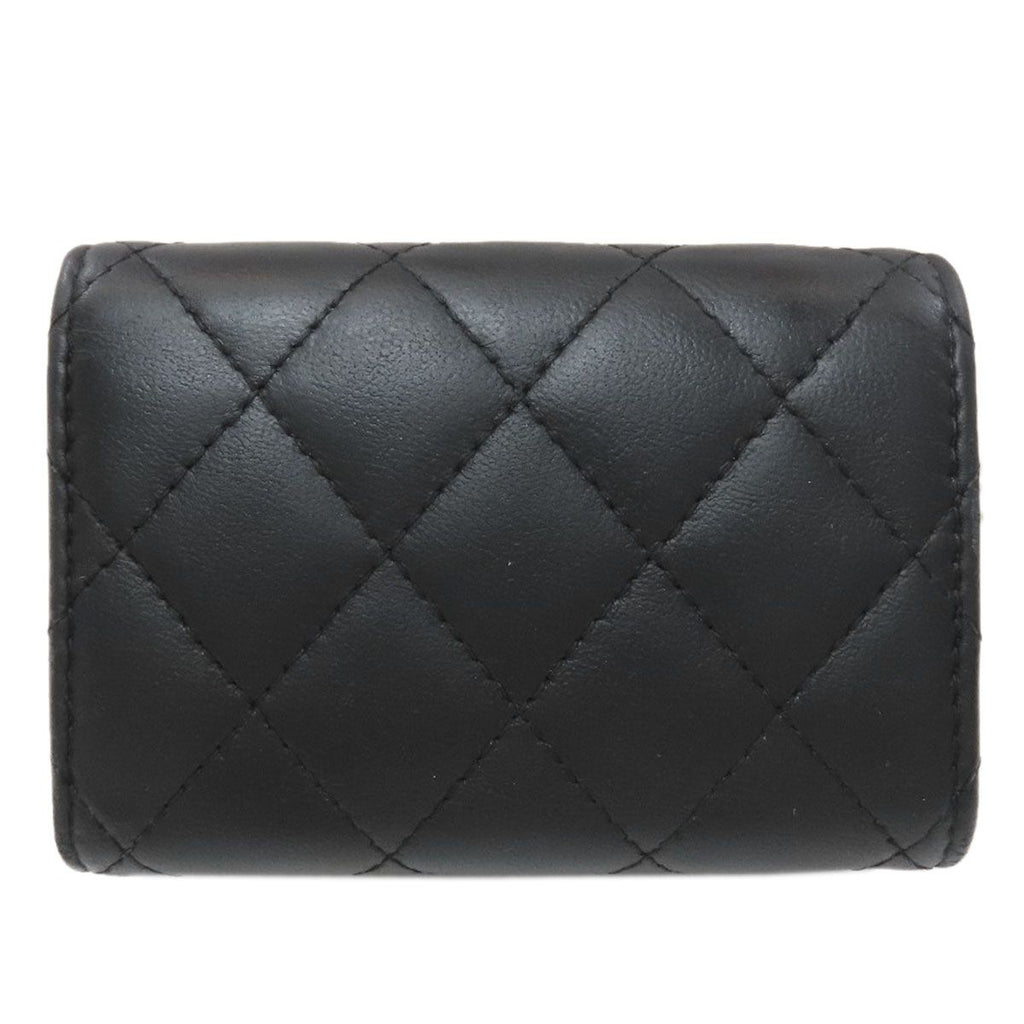 Chanel Quilted Compact Wallet Gold Trifold Lambskin — view 2