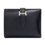 Hermes Bearn Compact Silver Bifold Wallet