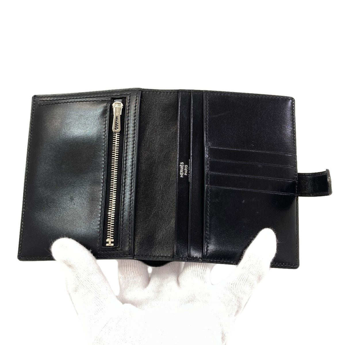 Hermes Bearn Compact Silver Bifold Wallet — view 4