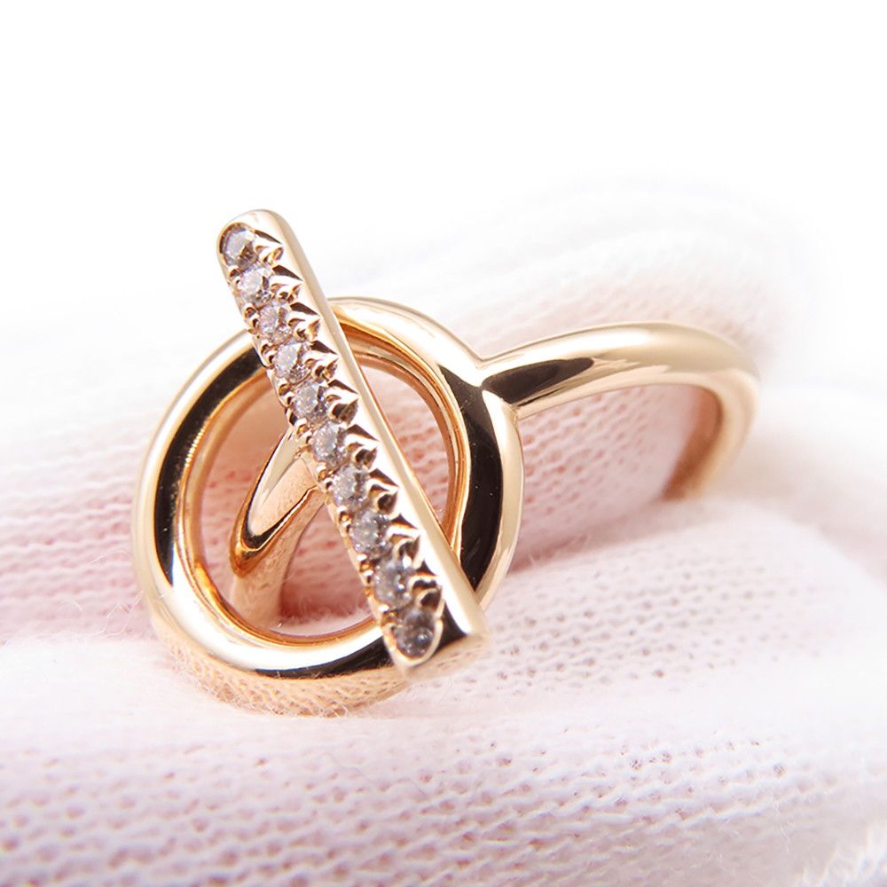Hermes Ring Echappee PM Diamond Total 18k Pink Gold — view 5