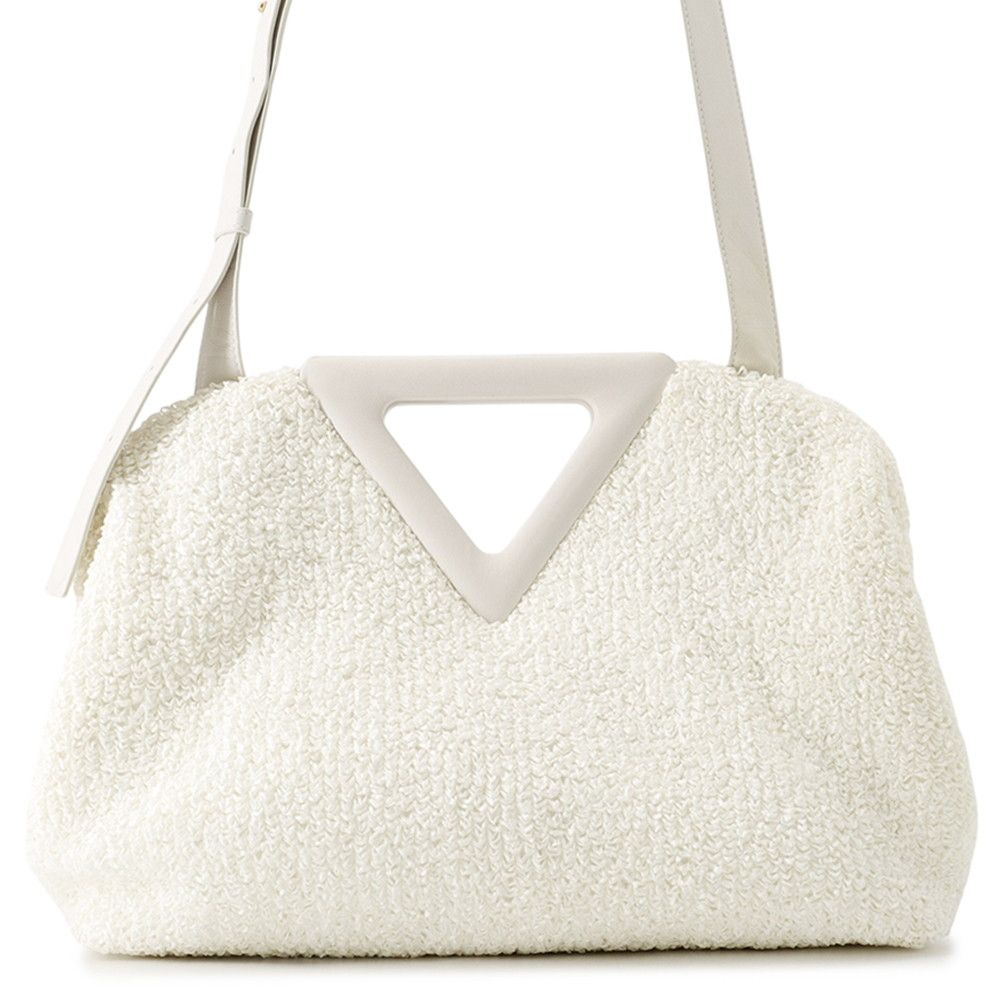 Bottega Veneta Shoulder Bag the Point Triangle Medium Nylon Leather White