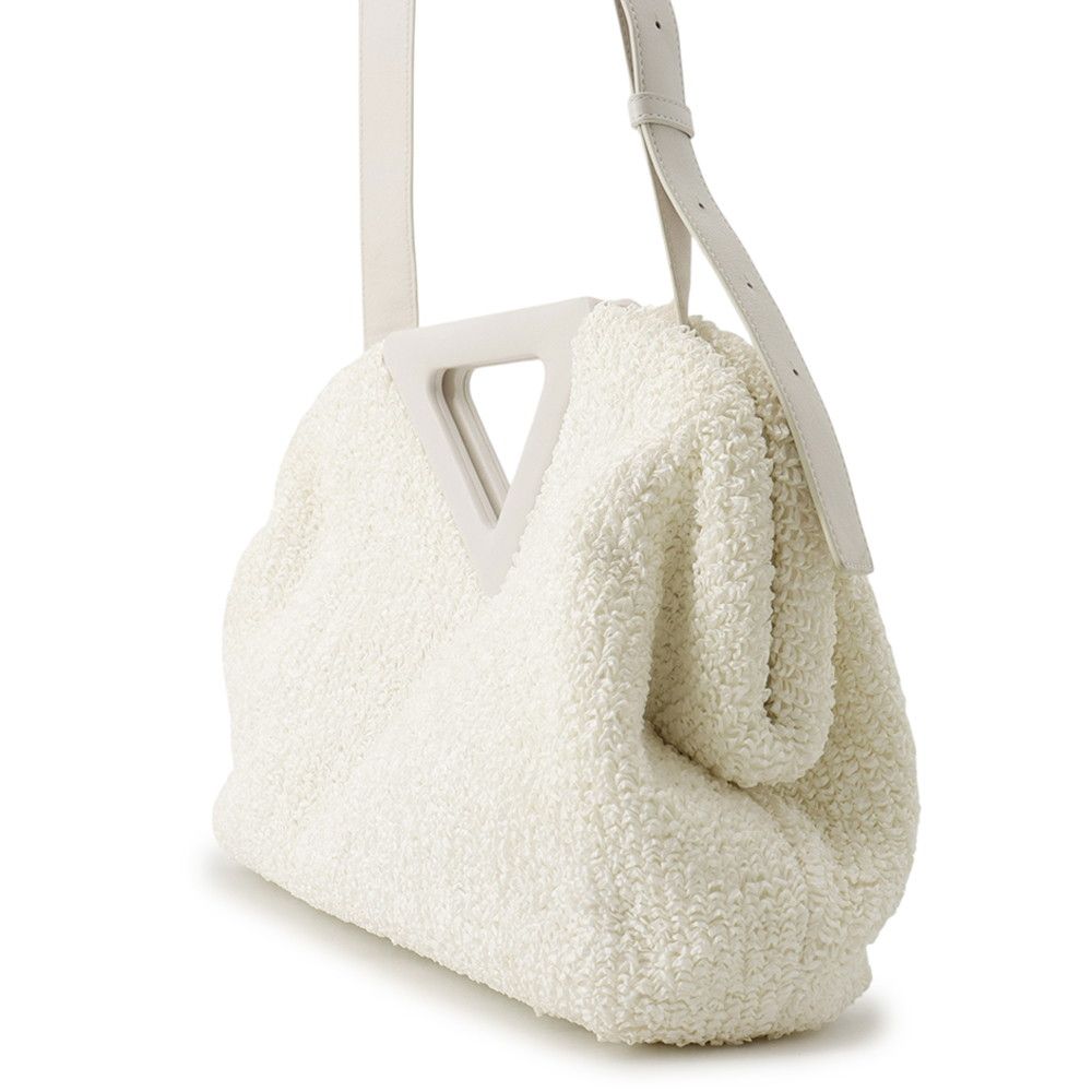 Bottega Veneta Shoulder Bag the Point Triangle Medium Nylon Leather White — view 2