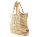 Prada Tote Bag Logo Crochet Small Raffia — view 2