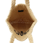 Prada Tote Bag Logo Crochet Small Raffia — view 5