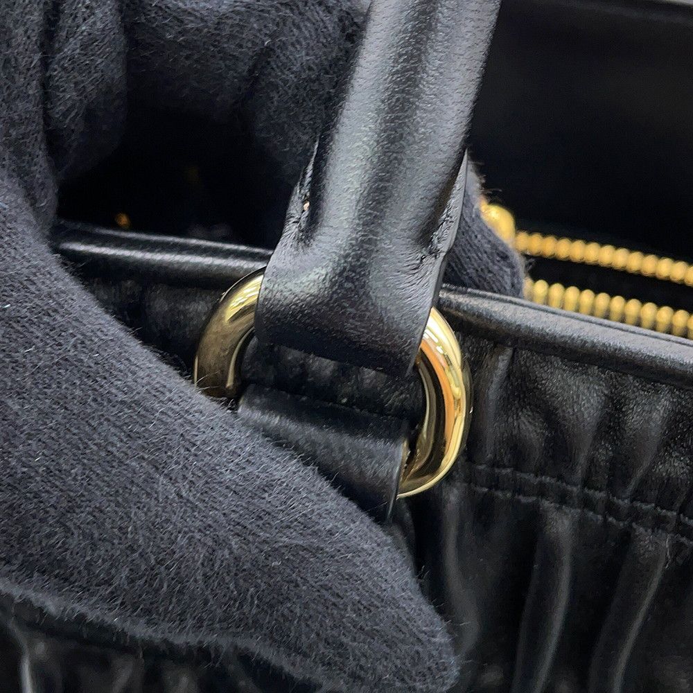 Prada Handbag Gathered Nappa Gaufre 2-Way Black — view 8