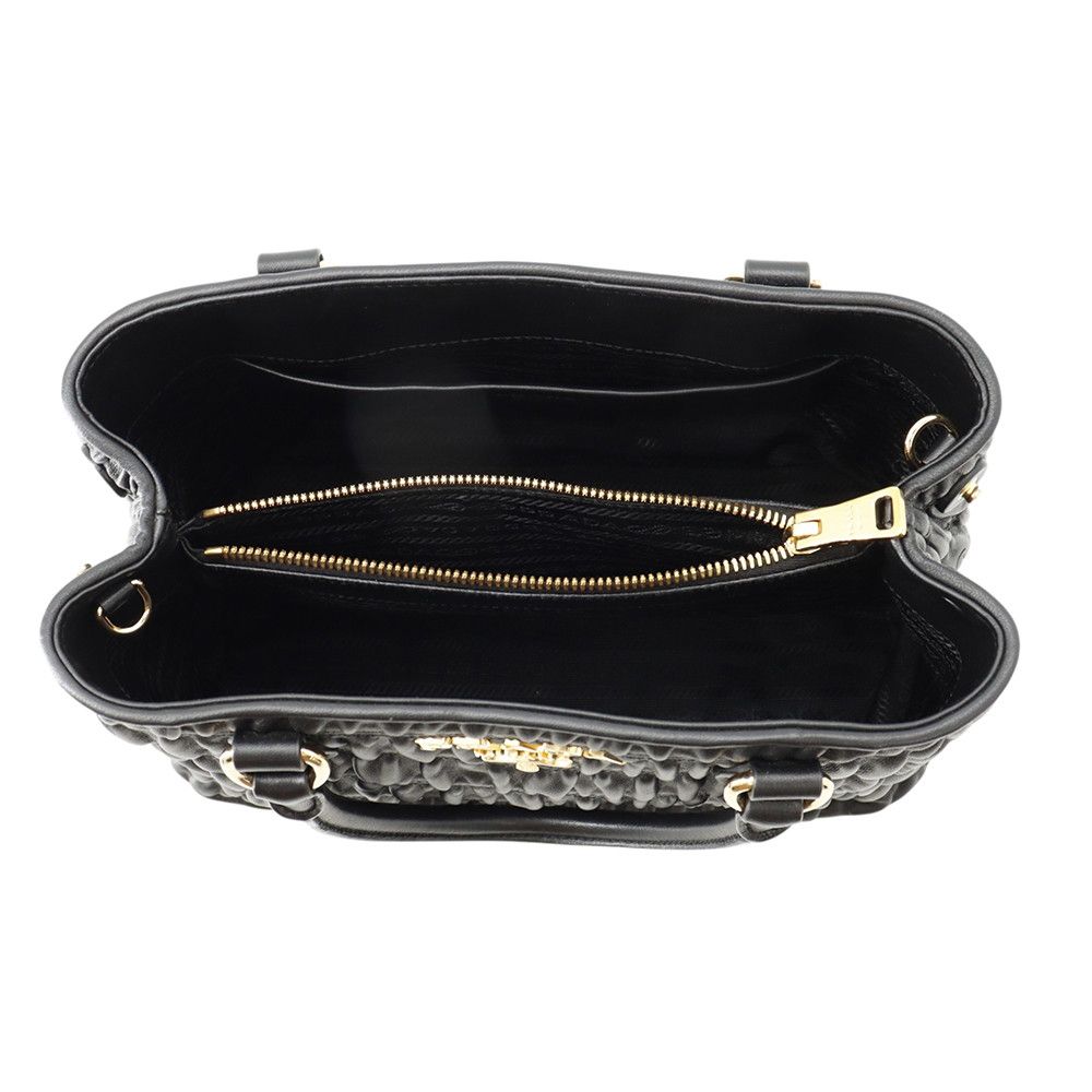 Prada Handbag Gathered Nappa Gaufre 2-Way Black — view 6