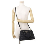 Prada Handbag Gathered Nappa Gaufre 2-Way Black — view 4