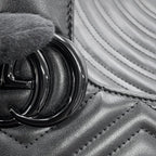 Gucci Chain Shoulder Bag GG Marmont Quilted Small Leather Black — view 8