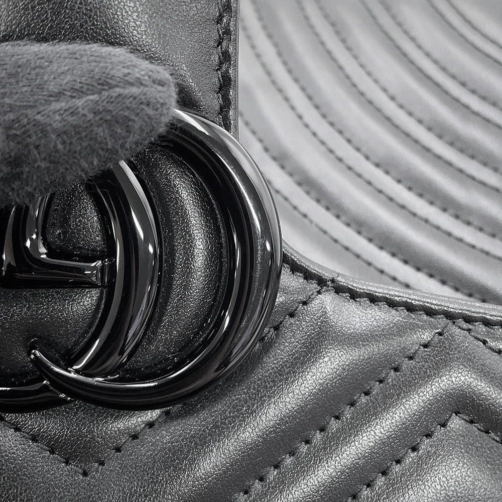 Gucci Chain Shoulder Bag GG Marmont Quilted Small Leather Black — view 8