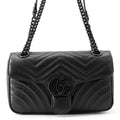 Gucci Chain Shoulder Bag GG Marmont Quilted Small Leather Black