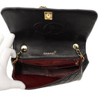 Chanel Chain Shoulder Bag Quilted CC Logo Full Flap Lambskin Black — view 5
