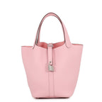 Hermes Handbag Picotin Lock PM Rose Sakura Silver Taurillon Clemence